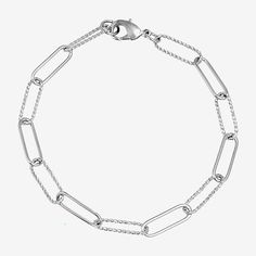 Add a trendy look to your jewelry collection by adding this Silver Reflections pure silver over brass paperclip chain bracelet. This bracelet is crafted in pure silver over brass, available in 7.25 inches length, has a solid paperclip chain construction and features a lobster clasp closure for a safe and comfortable wear. If you're looking for the perfect trendy chain bracelet for stacking or to wear alone, this bracelet is just what your jewelry collection needs! Wipe bracelet clean with a soft Elegant Silver Chain Paperclip Bracelet, Everyday Silver Link Chain Bracelet, Classic Sterling Silver Paperclip Bracelet With Adjustable Chain, Modern Silver Paperclip Bracelet With Oval Links, Modern Silver Sterling Silver Paperclip Bracelet, Silver Metal Chain Bracelet With Rectangular Links, Modern Silver Chain Bracelet With Rectangular Links, Modern White Gold Bracelet With Paperclip Chain, Modern White Gold Bracelets With Paperclip Chain