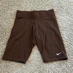 Nike Brown Bike Shorts Brand New Nike Pro Shorts Brown, Sporty Brown Bottoms With Short Leg, Sporty Brown Short Leg Bottoms, Sporty Brown Shorts, Sporty Brown Bottoms With Built-in Shorts, Sporty Brown Shorts With Short Legs, Sporty Brown Activewear Shorts, Sporty Short Brown Activewear, Sporty Brown Athletic Shorts