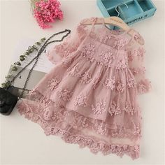 quality children's clothing wholesale Toddler Girl 3D Floral Print Mesh Dress Wholesale Children's Clothing - PrettyKid Unicorn Dress Girls, Girls Spring Outfits, Girls Cotton Dresses, Girls Winter Dresses, Chique Outfit, Girls Tulle Dress, Girls Lace Dress, Ceremony Dresses, Girls Casual Dresses