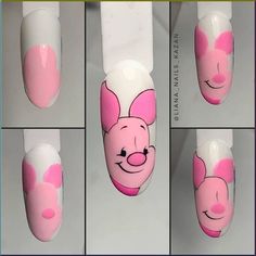 Cartoon Nail Designs, Disney Acrylic Nails, Quick Nail Art, Mickey Nails, Kutek Disney, Art Deco Nails, Nail Drawing, Nail Designs Tutorial, Nail Art For Beginners