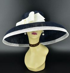 "✿*.Key Features.*✿ This is a Audrey Hepburn Style Hat. 19.75\"(50cm) extra wide brim, the widest stiff brim hat in my store! I have same style, but with feather flowers. Just search the same product code, you will find them, very beautiful! Great for Kentucky derby, weddings, church, Easter, Royal Ascot, horse races, cocktails, tea party, or any hat wearing occasion. Hat base size: From front to back: 19.75\" (50cm) From left to right: 19.75\" (50cm) Wide brim Appr: 7~7.5\"\" Head girth: 22.5\" Audrey Hepburn Hat, Feather Flowers, Horse Races, Sinamay Hats, Designer Cushions, Audrey Hepburn Style, A Hat In Time, Hat Base, Hepburn Style