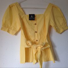 Brand New With Tag Nwt Zoozy Shop Yellow Waist Bow Tie Blouse Top Button Down Tee Shirt Bow Can Tie And It’s Adjustable As Shown In Pictures. One Size Fit All. Lady Like Shape Everybody Love Our Original Detail And Its Material. Tag For Love And Lemons Fl&L #4 Trendy Button Tops For Brunch, Trendy Tops With Buttons For Brunch, Trendy Brunch Tops With Buttons, Trendy Tops With Button Closure For Brunch, Cotton Buttoned Blouse For Brunch, Cotton Button Blouse For Brunch, Summer Workwear Blouse With Buttons, Summer Blouse With Buttons For Brunch, Casual Blouse With Button Closure For Brunch