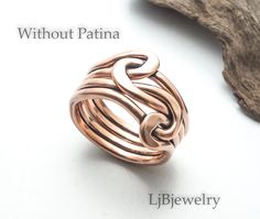 Finished with traditional metalsmith techniques, this warm earthy copper knot ring is perfect for both men and women. Having both a classic and Celtic style, it is a perfect promise ring for that someone special in your life, a great friendship ring or an anniversary gift that will last a lifetime. The flexible bands of this knot ring make it very comfortable to wear everyday and perfect for your casual style. Because this copper double knot ring is made to order there may be variations from the Friendship Knot, His And Hers Rings, Celtic Ring, Friendship Ring, Wire Wrapped Jewelry Diy, Love Knot Ring, Celtic Knot Ring, Double Knot, Friendship Rings