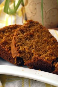 two slices of banana bread on a plate