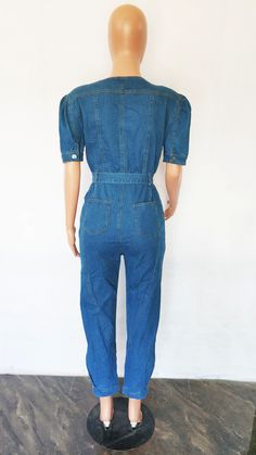 Short Sleeve Zipper Sashes Denim Jumpsuit Overalls Outfits, Pencil Pant, Pant Jeans, Jumpsuit For Women, 2 Piece Skirt Set, Long Romper, Pencil Pants, Blue V, Denim Overalls