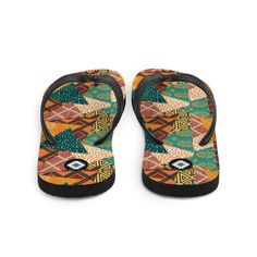 Inspired by the rich and diverse culture of Africa, our African patchwork design flip flops are a unique and stylish addition to your swimwear collection. This flip flops feature a stunning patchwork design that combines vibrant African prints and patterns, creating a bold and colorful look that is sure to turn heads Prepare for an adventurous and carefree summer with a pair of these original slippers. The rubber sole is lined with a soft fabric to make sure you feel comfortable wherever your da Multicolor Flip Flops For Swimming, Multicolor Summer Flip Flops For Swimming, Multicolor Flip Flops For Beach Season, Multicolor Flip Flops For Beach Vacation, Tropical Multicolor Beach Sandals, Tropical Multicolor Sandals For Beach Season, Multicolor Flip Flops For Beach Season Vacation, Multicolor Non-slip Summer Slippers, Multicolor Non-slip Summer Flip Flops