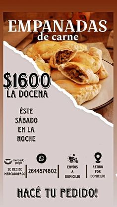 an advertisement for a restaurant called empanadas de carne