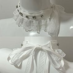 Option 1: A choker with stud decoration.  Option 2: A choker without stud decoration.  The price is for a choker only, others are not included. Elegant White Choker For Festivals, White Choker For Festivals, Adjustable White Choker For Party, Male Steampunk, Steampunk Fashion Female, Steampunk Fashion Male, Gothic Skirts, Cross Choker, Tie Necklace