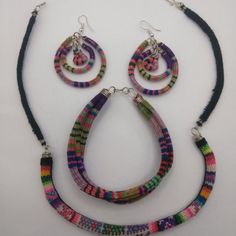 Handmade Set Of Earrings And Bracelet With Collected Blanket That Is Used By Peruvian Artisans From The City Of Cusco. These Earrings Are Made By Hand From Peruvian Blanket Fabric. Circle-Shaped Ethnic Earrings Handmade Yellow Bangle Jewelry, Unique Adjustable Multicolor Jewelry, Unique Multicolor Adjustable Jewelry, Handmade Adjustable Rainbow Jewelry, Adjustable Handmade Pink Jewelry Sets, Handmade Multicolor Adjustable Jewelry, Handwoven Dangle Jewelry, Multicolor Adjustable Handmade Jewelry, Multicolor Handwoven Bangle Jewelry