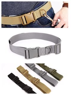 men's belt with metal buckles and three different colors