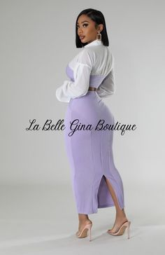 Elevate your style with the Gina Collar Semi-Stretch Long Sleeve and High-Waisted Skirt Set. This set exudes sophistication and class, perfect for any occasion. Stand out in timeless elegance with this versatile ensemble. Unisex Outfits, Jean Romper, Lingerie For Men, Long Jeans, Long Jumpsuits, Jean Top, Short Rompers, Fashion Set, Set Dress