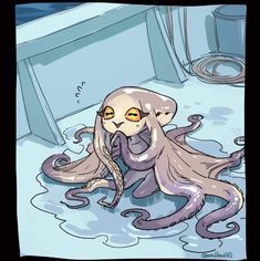 an octopus is sitting in the water with its mouth open and it's eyes closed