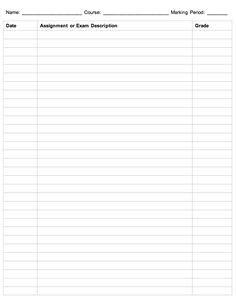 a blank sign up sheet for an assignment