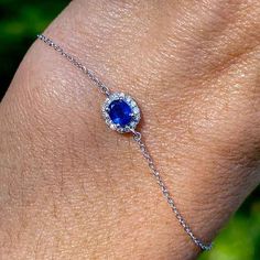 Sapphire & Diamond Bracelet sold by Doyle and Doyle an antique and vintage jewelry boutique Sapphire Diamond, Diamond Bracelet, Diamond Necklace, Sapphire, White Gold, Diamonds, Bracelet, Gold, White