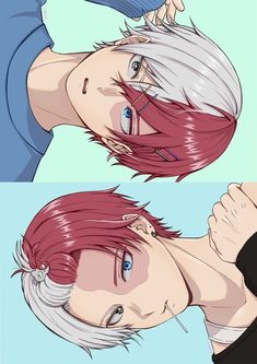 two anime characters with different hair colors