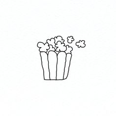 a black and white drawing of popcorn