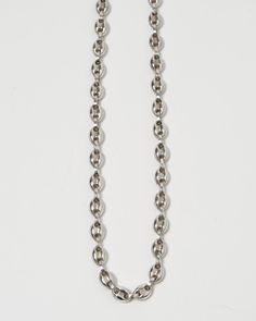 Silver Anchor Chain Necklace Luxury Oval Link Silver Chain Necklace, Luxury Silver Oval Link Chain Necklace, Luxury Silver Chain Necklace With Oval Links, Silver Chunky Chain Long Necklace, Luxury Silver Cable Chain Necklace, Luxury Silver Necklace With Chunky Chain, Silver Link Chain Necklace With Sterling Clasp, Silver Sterling Chunky Chain Necklace, Silver Sterling Silver Chunky Chain Necklace