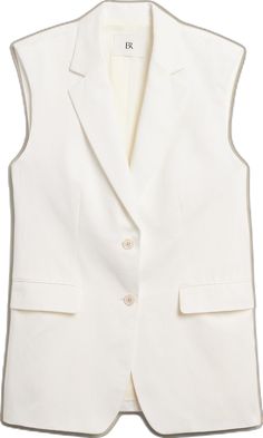 White Linen Vest For Workwear, Tailored Sleeveless Spring Blazer, Sleeveless Summer Blazer For Work, Elegant Sleeveless Cotton Vest, Elegant Sleeveless Summer Blazer, Tailored Cotton Vest For Spring, Tailored Cotton Spring Vest, Tailored Linen Vest For Summer, Chic Cotton Blazer For Office