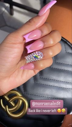 Square Pink Nails Long, Stiletto Pinky And Square Nails, Square And Stiletto Nails Together, Square Nails With Stiletto Pinky, Medium Long Nails Square Pink, Long Square Acrylic Nails Pink And Black, Long Square Acrylic Nails Pink Glitter, French Tip Acrylic Nails, Dope Nail Designs