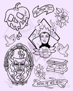 a drawing of some tattoos and other things