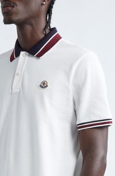 Find MONCLER Tipped Cotton Piqué Polo on Editorialist. Two-tone stripes tip the spread collar and cuffs of this staple polo crafted of cotton piqué and branded with an iconic logo patch. Button half placket Spread collar Short sleeves 100% cotton Machine wash, dry flat Imported Designer Clothing Polo Blue, Iconic Logo, Blue Polo, Cotton Polo, Collar And Cuff, Logo Graphic, Blue Shirt, Patch Logo, Designer Clothing