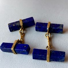 Gorgeous Pair Of Antique Cufflinks, Was Purchased In London Over 50 Years Ago In The Antique Store. Done In Solid 18k Yellow Gold ( Stamped, And Also Acid Tested And Guaranteed) . The Gold Design Has A Beautiful Florentine Finish. These Are Beautiful Lapis Lazuli Stones With Natural Specks Of Gold In Them. The Cufflinks Weight 8.97 Grams And They Are Approx. 20mm Long By 4mm Wide. Absolutely Beautiful!~ Classic Blue Clip-on Jewelry, Classic Blue Cufflinks With Polished Finish, Classic Lapis Lazuli Yellow Gold Jewelry, Classic Yellow Gold Lapis Lazuli Jewelry, Classic Yellow Gold Jewelry With Lapis Lazuli, Formal Lapis Lazuli Gemstone Jewelry, Elegant Lapis Lazuli Jewelry For Formal Occasions, Elegant Formal Lapis Lazuli Jewelry, Classic Hallmarked Jewelry For Business