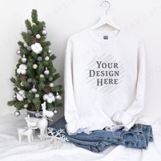 Affordable White Holiday Sweatshirt, White Moisture-wicking Sweatshirt For Winter, White Crew Neck Holiday Sweatshirt, White Cotton Christmas Sweatshirt, White Hoodie Mockup, Winter Sweatshirt, Winter White, White Sweatshirt, Crew Neck Sweatshirt