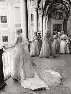 black and white photograph of women in dresses