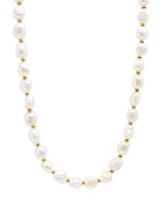 white freshwater baroque pearl bead detailing gold-tone hardware lobster claw fastening Nialaya Jewelry is pleased to offer free repairs on purchases for one year from purchase date. Freshwater Mussels, Jewellery Wishlist, 20 Inch Necklace, Baroque Pearl Necklace, Handcrafted Bracelets, Addison Rae, Pearl Choker Necklace, Pearl Collection, White Freshwater Pearl