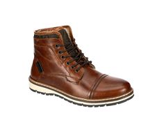 Cognac Franco Fortini Mens Blake | Boots | Rack Room Shoes Winter Rugged Lace-up Chukka Boots, Rugged Brown Lace-up Boots For Winter, Brown Fitted Lace-up Boots With Plain Toe, Fitted Brown Lace-up Boots With Plain Toe, Rugged Brown Ankle-high Lace-up Boots, Fitted Brown Plain Toe Work Boots, Fitted Brown Work Boots With Plain Toe, Brown Plain Toe Combat Boots For Winter, Brown Chukka Boots With Reinforced Toe For Fall