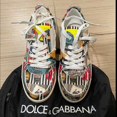 Brand New, Never Worn . Authentic. Comes With Dustbag. Mens Size 7 And Size 10 Womens Per Dolce And Gabbana Website. Designer Streetwear Sneakers With Removable Insole, Designer Multicolor Sneakers With Rubber Sole, Luxury Multicolor Sneakers, Luxury Multicolor Leather Sneakers, Dolce Gabbana Shoes, Shoes Brand, Sneakers Men Fashion, Blue Shoes, Men Fashion