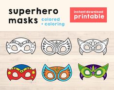 the printable mask is designed to look like superheros, and has different colors