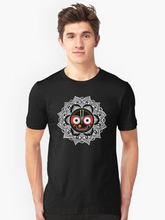 "Lord of the Universe", is a deity worshipped in some regional traditions    #Jagannath #Tshirt White Colors, Buddhism, The Universe, Worship, Universe, Black And Red, Graphic Tshirt, Black White, India