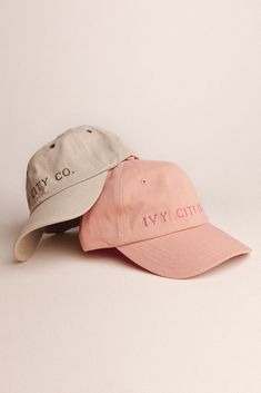 Introducing the first ever Ivy MERCH! We've poured our hearts and souls into these darling hats and hope you love them as much as we do! Available in our signature Ivy pink and a beautiful shade of sage, featuring our classic embroidered logo. And did we mention there's a matching mini version?! Trendy Pink Baseball Cap With Embroidered Logo, Trendy Embroidered Pink Baseball Cap, Pink Cotton Hat With Embroidered Logo, Pink Embroidered Baseball Cap, Pink Baseball Cap With Embroidered Logo, One Size, City Woman, Heart Soul, Base Colour, Hats For Women