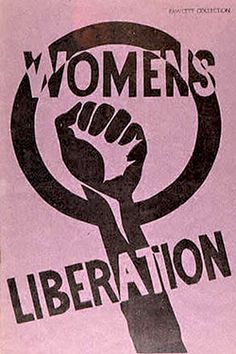 an advertisement for women's liberation on the front cover of a book with black and white lettering