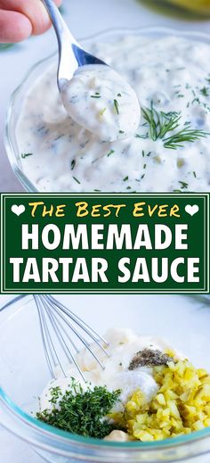 the best ever homemade tartar sauce in a glass bowl