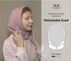 The detachable hood is a great alternative to a hat. It can complement the outfit but on the other hand - make a bright accent. The hood can be made with a lining or simply from the main fabric. By purchasing this PDF file, you will receive: - Shopping list with recommendations on fabric selection. - Printing instructions. - Patterns. - Detailed instructions describing the manufacturing process with step-by-step photos. After purchase, you need to download PDF two layouts: -  InstructionMokushArtHood -  A1MokushArt -  A4.Letter MokushArt The pattern can be printed at home in A4/US letter size. Available to print at home by instant download, immediately after completing checkout (please note that phone downloads are not supported by Etsy) Copyright notice: This pattern is the original desig Hooded Shawl Sewing Pattern, Large Hood Pattern, Hooded Scarf Sewing Pattern, Hood Sewing Pattern, Oversized Hood Pattern Sewing Free, Balaclava Fleece Hood Pattern, Hood Pattern Sewing, Hood Pattern, Sewing Doll Clothes