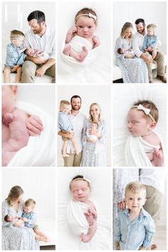 a collage of photos with babys and parents