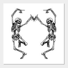 two skeletons are dancing in the same direction