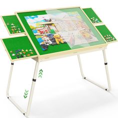 PRICES MAY VARY. Adjustable height design: This puzzle tables for adults has two heights, one is 18in, which is the height you can do the puzzle on the bed and the ground, the sofa, and the other is 28in, which is the height you can take a chair in the living room to operate the puzzle. The two height adjustment designs provide a variety of options for jigsaw scenes. 5 Up Angles Adjustable:Adjustable tilt Angle design of the puzzle table with drawers can be reduced back and neck pain occurs during puzzling and this jigsaw puzzle table for adults has 5 angles can better provide a most comfortable jigsaw pose. 4 Drawers & 1 Protective cover:4 sliding drawers were also fitted with felt, and the sides of the drawers were fitted with metal sheet to prevent jigsaw pieces from falling off and ens Puzzle Tables, Jigsaw Puzzle Table, Puzzle Table, Sliding Drawers, Angle Design, Table With Drawers, Puzzle Board, Metal Sheet, Height Adjustable