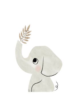 an elephant is holding a plant in its trunk and it's trunk up to the sky