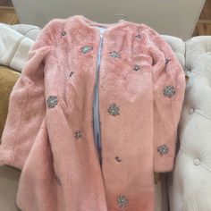 Zara Light Pink Fur Coat With Soft Blue Crystal Embellishments . Size Medium . Worn Once . Almost In Perfect Condition Light Pink Fur Coat, Pink Fur Coat, Pink Fur, Wedding Elopement, Crystal Embellishment, Blue Crystals, Fur Jacket, Elopement, Pink Ladies