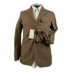 Brand: Cerruti 1881 Description: Nwt 100% Cotton 3 Button Single Vent Sport Coat Jacket Color: Brown Measurements: Medium Jacket: Armpit To Armpit- 21" Shoulder To Shoulder- 17.5" Sleeve Length- 26.5" Length- 31" Shipped With Usps Priority Mail Package. Designer Blazer With Button Closure And Three Cuff Buttons, Designer Semi-formal Blazer With Button Closure, Brown Workwear Suits With Buttons, Brown Buttoned Blazer For Business Casual, Brown Blazer With Buttons For Business Casual, Brown Suits With Buttons For Work, Classic Brown Blazer With Button Closure, Semi-formal Button-up Sport Coat With Pockets, Brown Button-up Blazer For Semi-formal Occasions