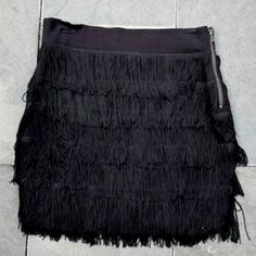 Bcbg Black Fringe Mini Skirt Sz Medium Nwt Side Zippers On Both Sides Stretchy Waist Band And Underskirt Waist 14.5 Inches Side To Side Length 177.5 Inches 50% Cotton/ 35% Modal/ 15% Spandex Smoke Free Home Chic Black Fringe Mini Skirt, Black Fringe Mini Skirt For Spring, Fitted Black Mini Skirt With Fringe, Black Fringe Mini Skirt, Fringe Mini Skirt, Black Fringe, Waist Band, Side Zipper, Mini Skirt