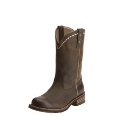 This smart, everyday boot is generously comfortable and styled with thoughtful details. And it all gets even better the more you wear them. \n\tUnbridled Roper Western Boot | Women's Unbridled Roper Western Boots in Distressed Brown, Size: 9 B / Medium by Ariat Boys Cowboy Boots, Girl Cowboy Boots, Riding Clothes, Lucchese Boots, Twisted X Boots, Everyday Boots, Womens Work Boots, Roper Boots, Western Boots Women