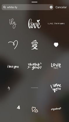 some type of stickers that are on a phone screen with the words i love you and