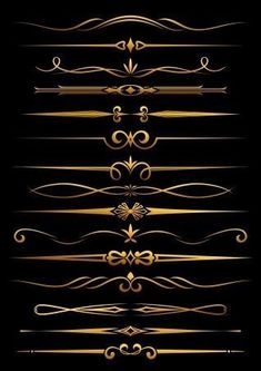 a set of golden decorative lines