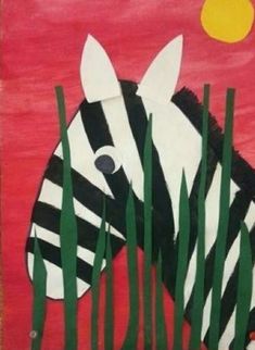 a painting of a zebra in the grass