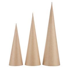 three small cones are shown on a white background