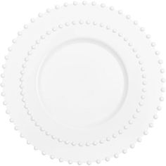 an empty white plate with dots on it